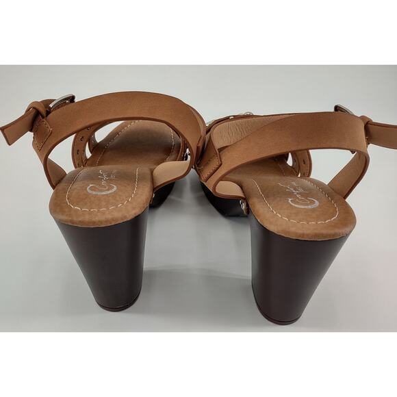 C Comfort Womens Sandals size 7M Brown Studded Open Toe Chunky Heel Ankle Strap - Picture 6 of 9